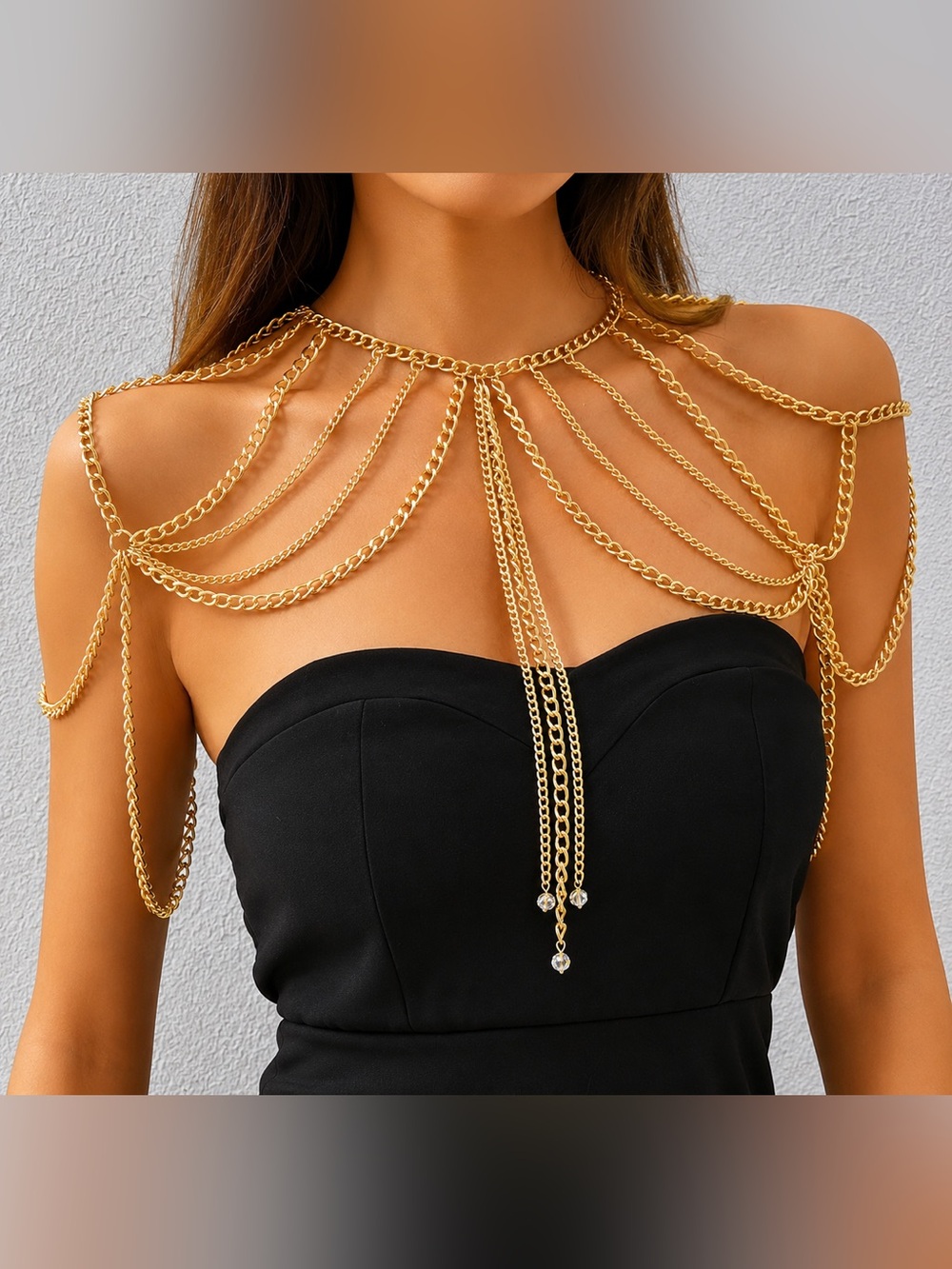Gold Multi-Chain Shoulder Necklace - Picture 5 of 7
